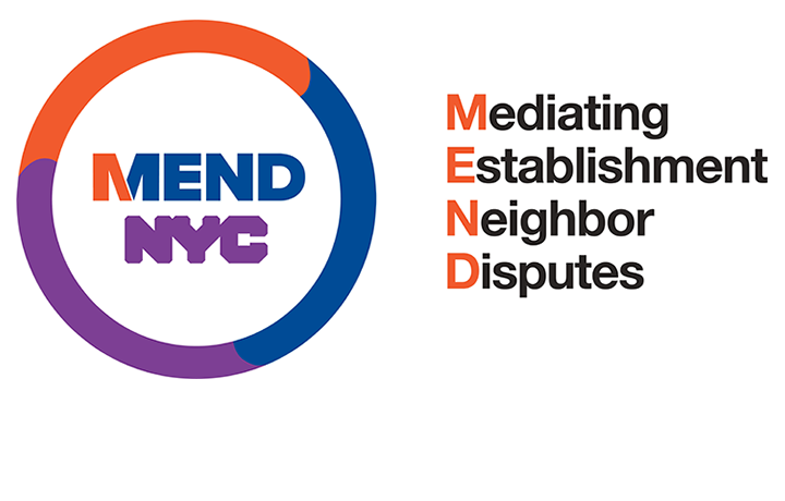 MEND NYC logo - MEND stands for Mediating Establishment Neighbor Disputes
                                           